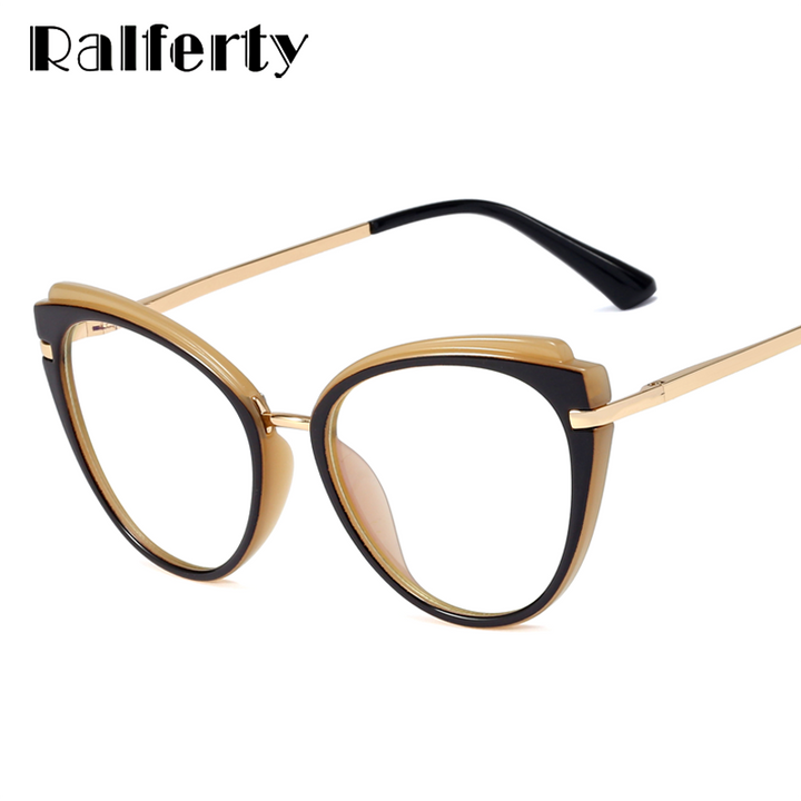 Ralferty Women's Eyeglasses TR90 Anti Blue Light Cat Eye F95284 Anti Blue Ralferty   
