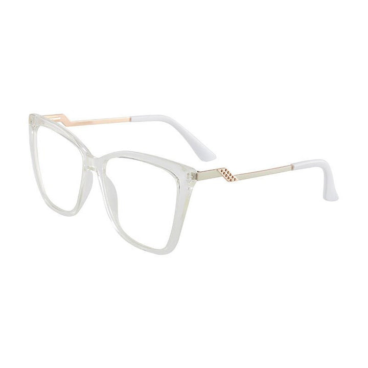 Hotony Women's Full Rim TR 90 Resin Square Cat Eye Frame Eyeglasses 7049 Full Rim Hotony white  