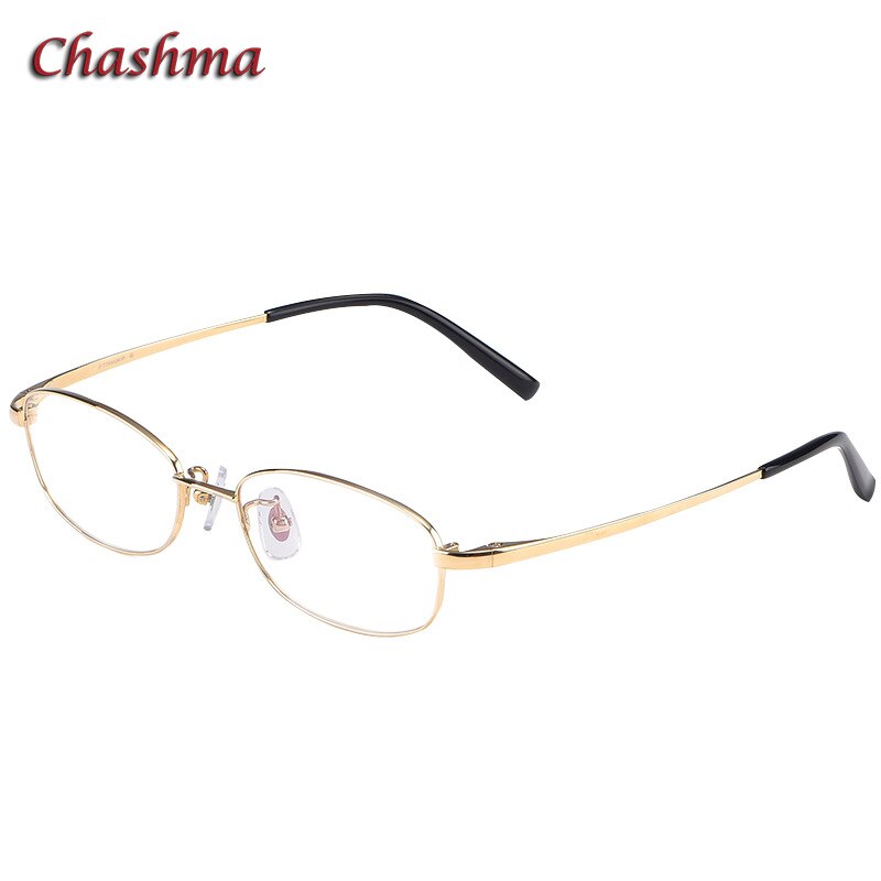 Chashma Ochki Unisex Full Rim Square Titanium Eyeglasses 10196 Full Rim Chashma Ochki Gold  