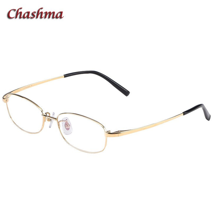 Chashma Ochki Unisex Full Rim Square Titanium Eyeglasses 10196 Full Rim Chashma Ochki Gold  