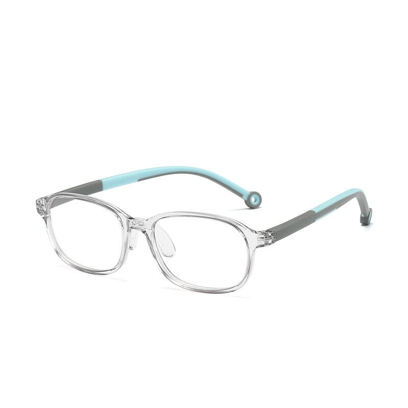KatKani Children's Unisex Full Rim Silicone Frame Anti Blue Light Eyeglasses Tr17146 Full Rim KatKani Eyeglasses Gray Blue  