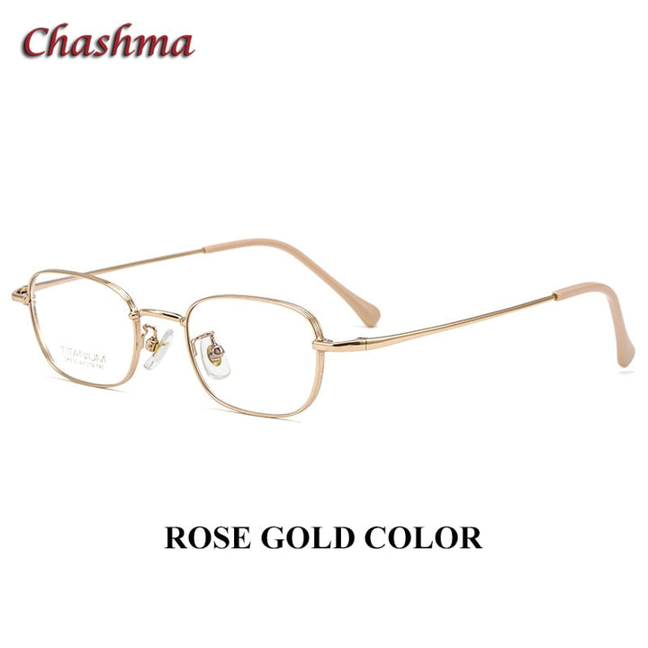 Chashma Ottica Unisex Full Rim Square Titanium Eyeglasses 835 Full Rim Chashma Ottica Rose Gold  