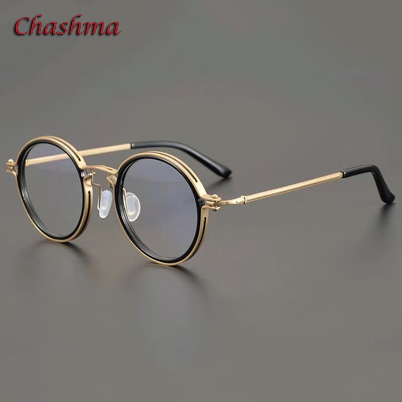 Chashma Ochki Unisex Full Rim Round Titanium Acetate Eyeglasses Z012 Full Rim Chashma Ochki C4  