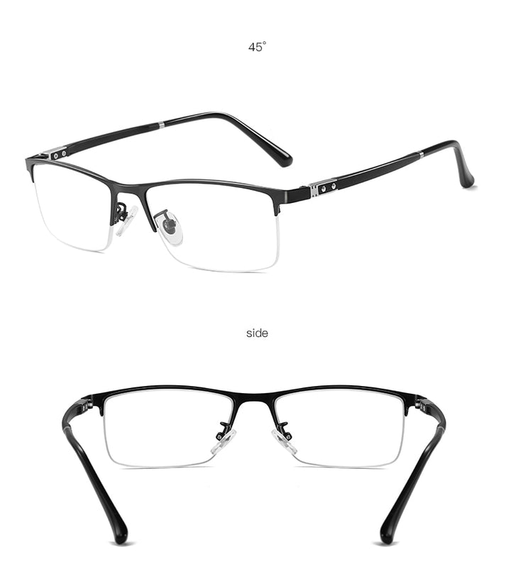 Aidien Men's Custom Lens Semi Rim Alloy Frame Eyeglasses AR5055 Semi Rim Aidien Plain 3  