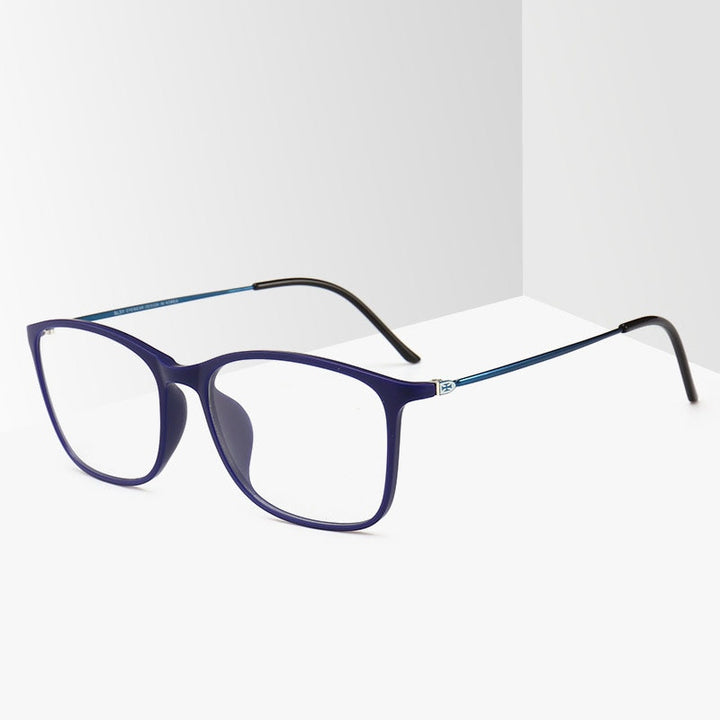 Unisex TR90 Square Full Rim Frame Eyeglasses 2215 Full Rim Bclear Blue  
