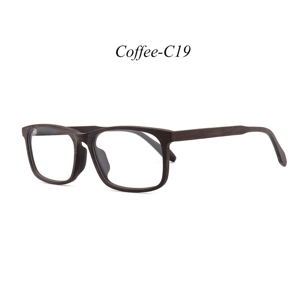 Hdcrafter Unisex Full Rim Oversized Square Wood Frame Eyeglasses 1691 Full Rim Hdcrafter Eyeglasses C19  
