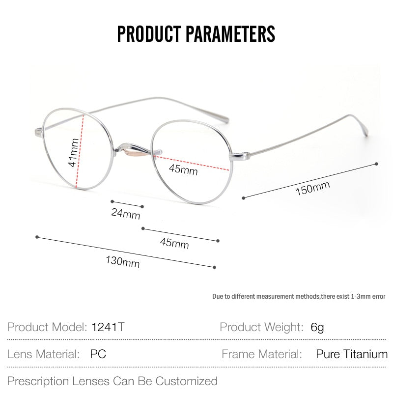 Muzz Unisex Full Rim Round Oval Titanium Frame Eyeglasses Mmmm1241 Full Rim Muzz   