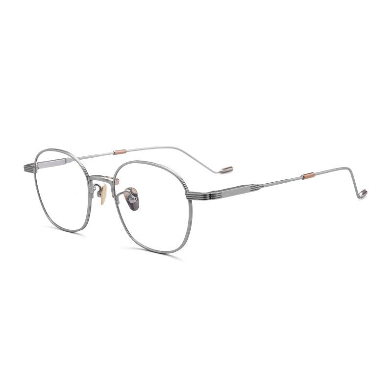 Aissuarvey Unisex Full Rim IP Titanium Frame Eyeglasses Full Rim Aissuarvey Eyeglasses Silver  