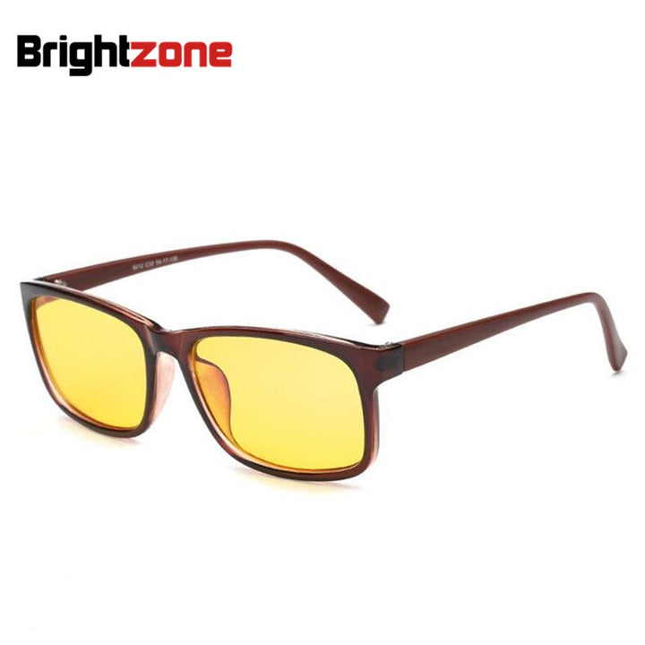 Men's Eyeglasses Computer Glasses Anti Blue Ray Light Cr39 Frame Brightzone Brown Yellow lens  
