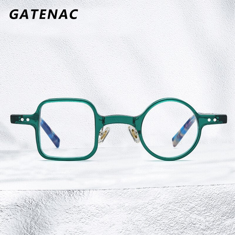 Gatenac Unisex Full Rim Square Round Acetate Frame Eyeglasses Gxyj584 Full Rim Gatenac   