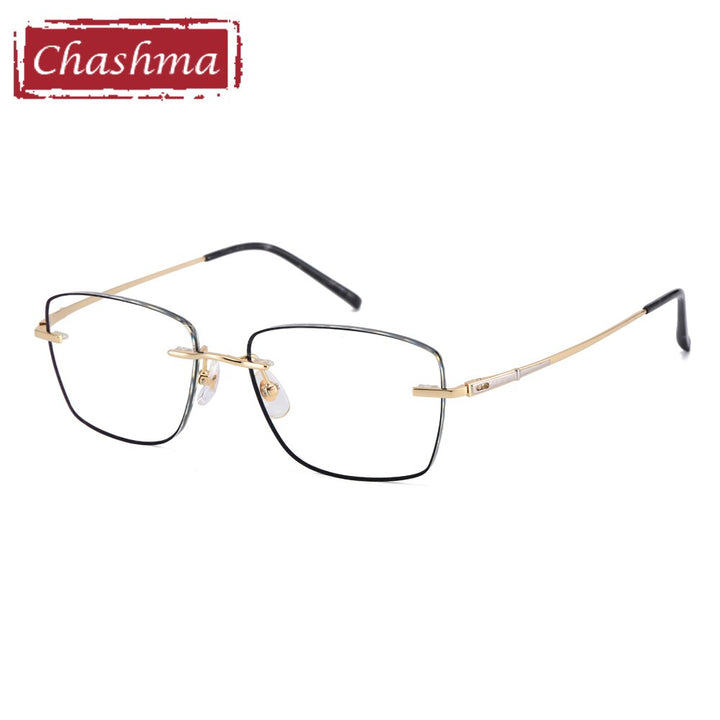 Chashma Men's Full Rim Square Titanium Frame Eyeglasses 8094 Frames Chashma Gold  