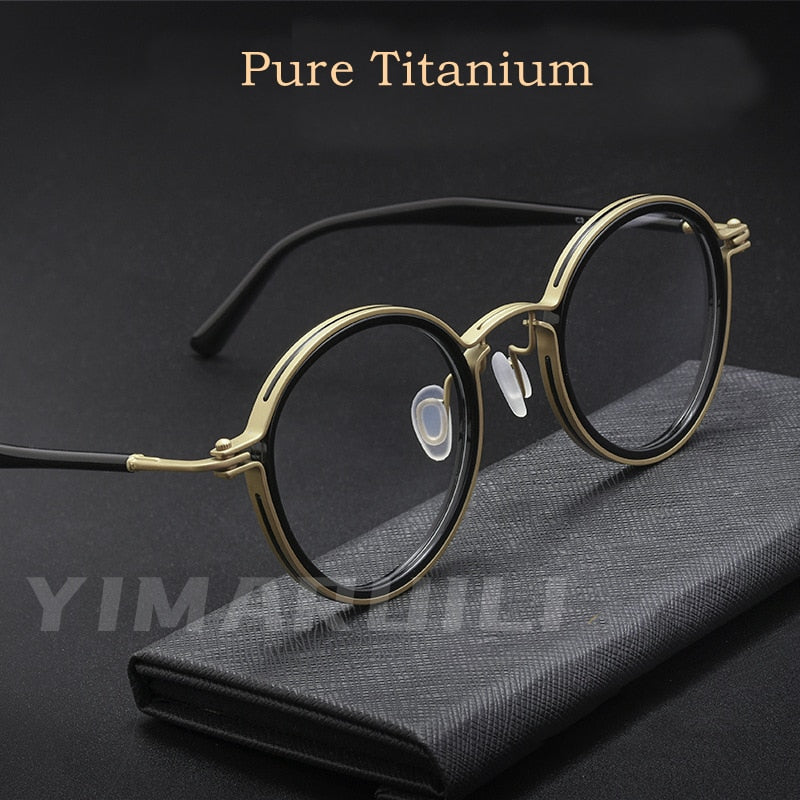 Yimaruili Unisex Full Rim Round Titanium Frame Eyeglasses H33088 Full Rim Yimaruili Eyeglasses   