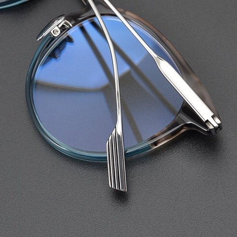 Gatenac Unisex Full Rim Round Titanium Acetate Frame Eyeglasses Gxyj702 Full Rim Gatenac   