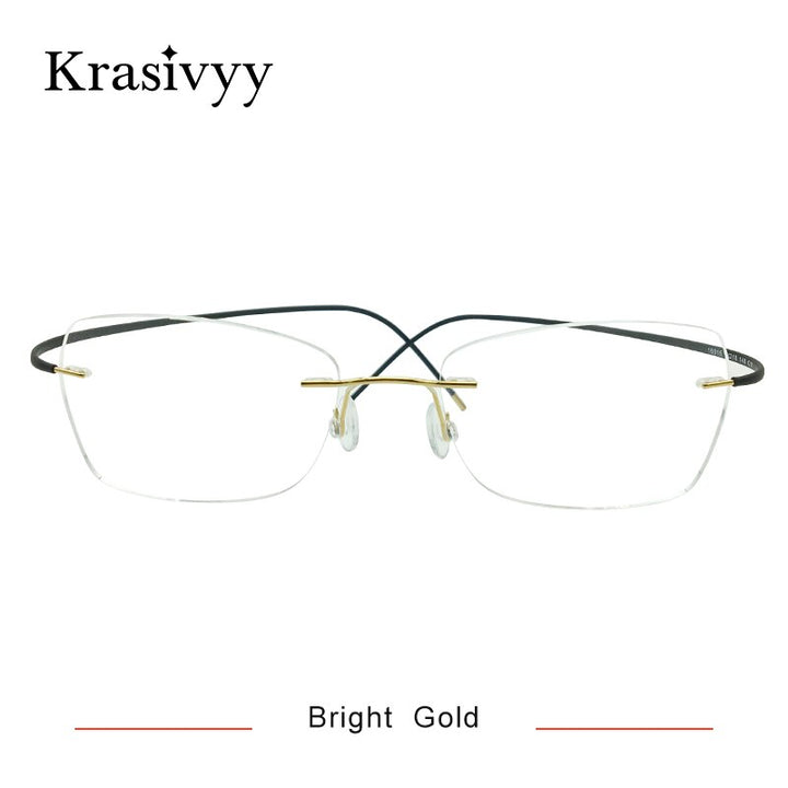 Krasivyy Unisex Rimless Square Oval Eyeglasses Kr6015 Rimless Krasivyy Bright Gold  