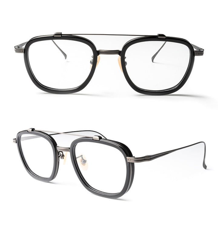 Muzz Unisex Full Rim Square Titanium Acetate Frame Eyeglasses 5209 Full Rim Muzz black  