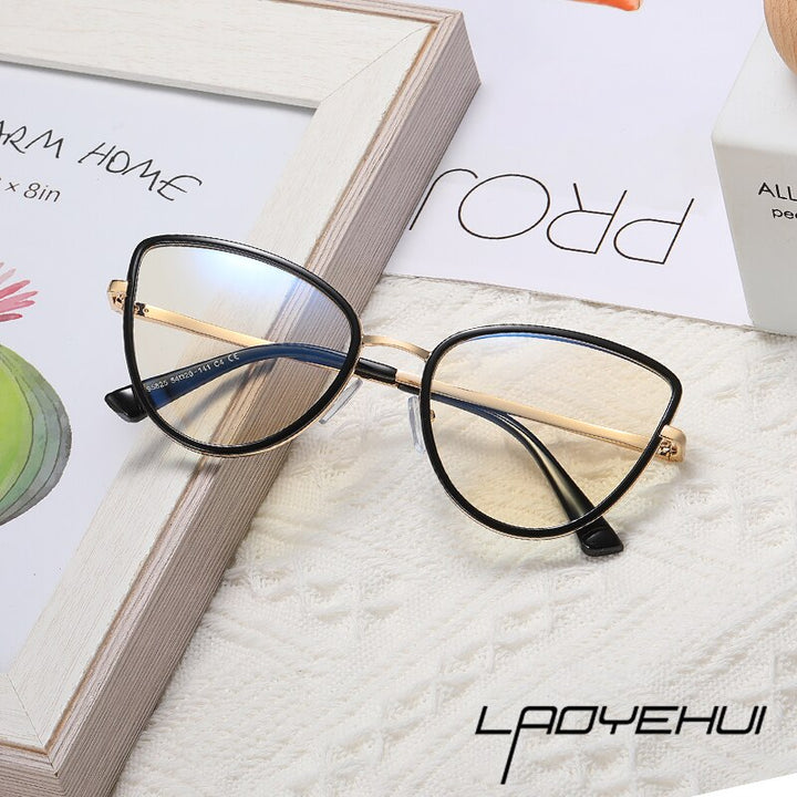 Laoyehui Women's Full Rim Cat Eye Acetate Alloy Myopic Reading Glasses Anti-Blue Pink 95825 Reading Glasses Laoyehui   