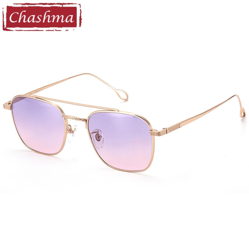 Chashma Unisex Full Rim Titanium Double Bridge Frame Sunglasses 8369 Sunglasses Chashma Rose Gold Frame  