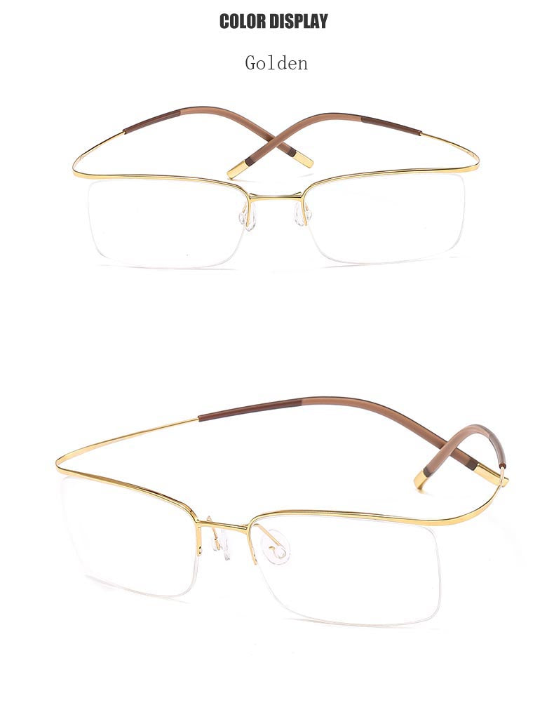 Hdcrafter Unisex Semi Rim Rectangle Titanium Frame Eyeglasses 9256 Frames Hdcrafter Eyeglasses   