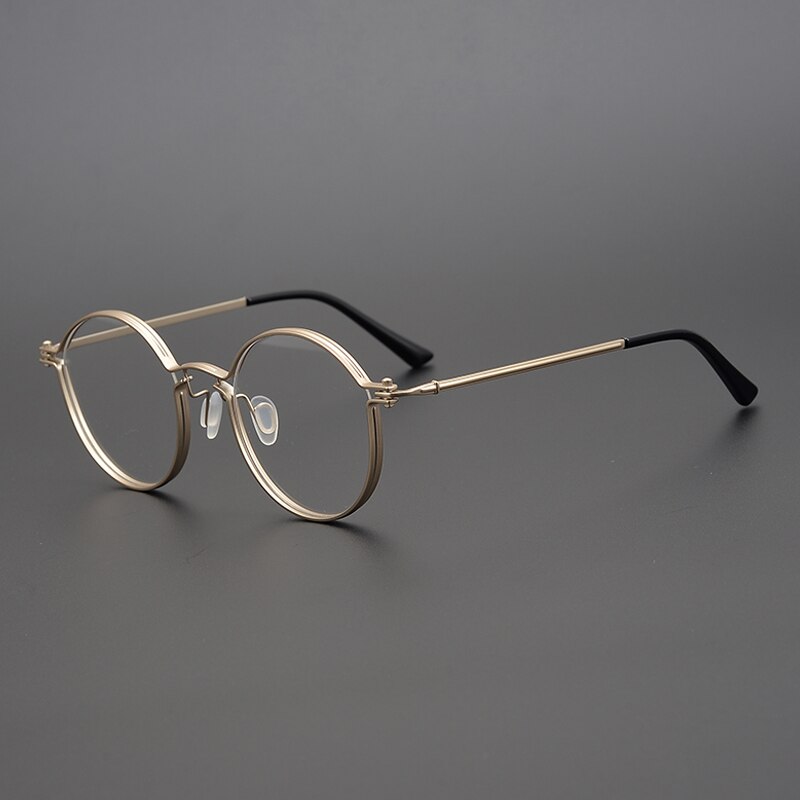 Gatenac Unisex Full Rim Round Titanium Frame Eyeglasses Gxyj687 Full Rim Gatenac Gold  