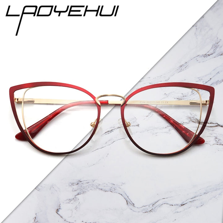 Laoyehui Women's Eyeglasses Cat Eye Alloy Frame 8104 Frame Laoyehui   