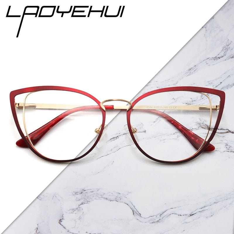 Laoyehui Women's Eyeglasses Cat Eye Alloy Frame 8104 Full Rim Laoyehui   