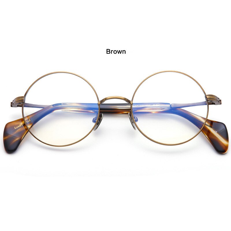 Muzz Unisex Full Rim Round Hand Crafted Titanium Acetate Frame Eyeglasses M3651 Full Rim Muzz Auburn  
