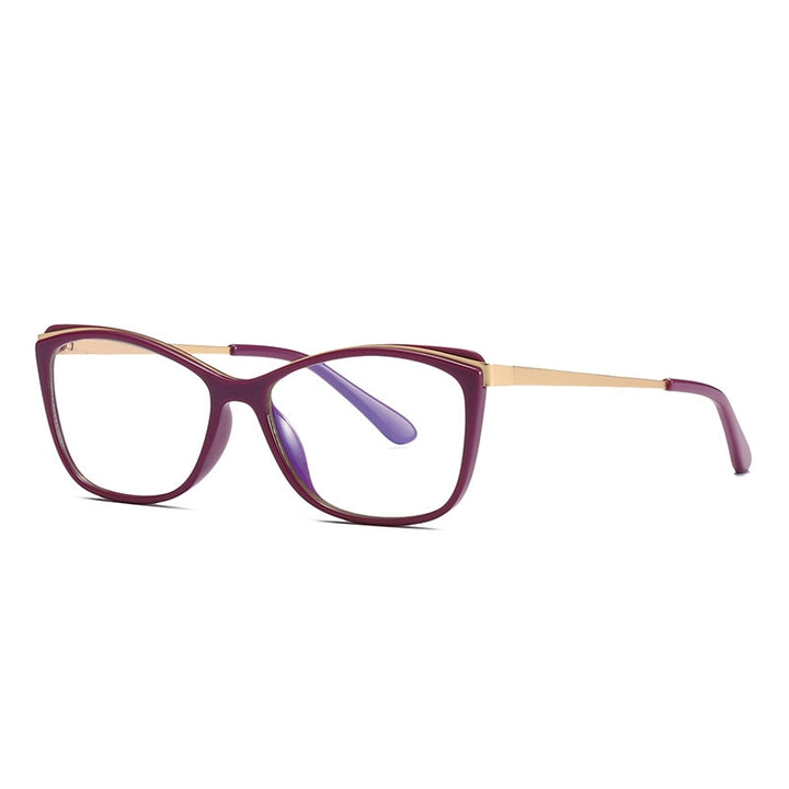 CCSpace Women's Full Rim Rectangle Cat Eye Frame Eyeglasses 49399 Full Rim CCspace C4Purple  