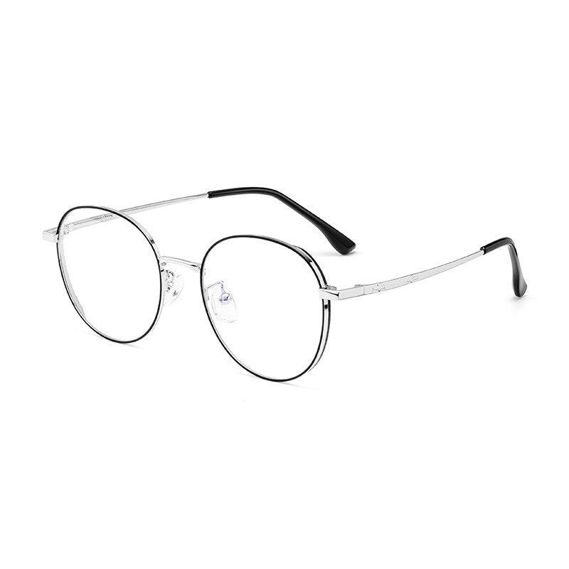 KatKani Women's Full Rim Round Alloy Frame Eyeglasses10443t Full Rim KatKani Eyeglasses Black Silver  