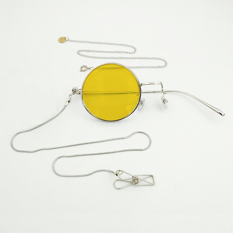 Yujo Unisex Full Rim Round Alloy Cosplay Lolita Style Monocle 2359 Monocle Yujo Silver right eye 1 China 