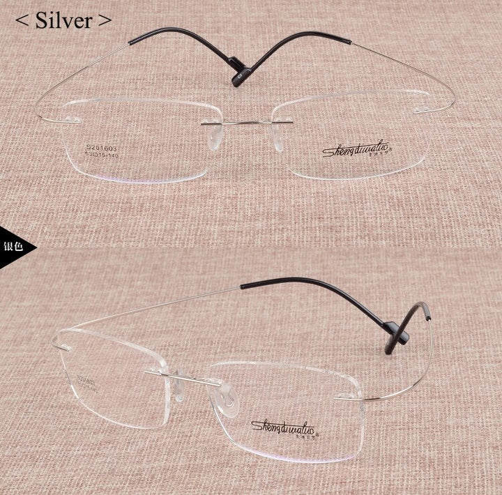 Unisex Alloy Rimless Frame Eyeglasses Customizable Lenses Zt201603 Rimless Bclear Silver  