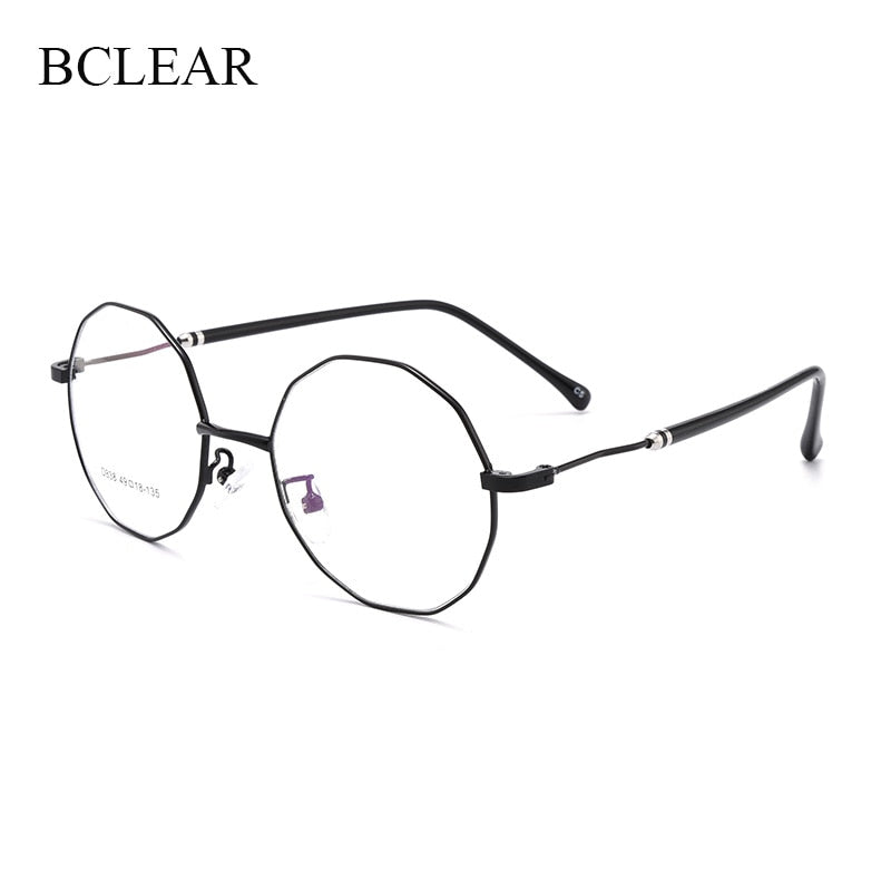 Women's Polygon Round Alloy Full Rim Frame Eyeglasses Scd838 Full Rim Bclear   