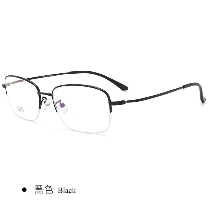 Men's Semi Rim IP Electroplated Titanium Alloy Frame Eyeglasses Zt1114 Semi Rim Bclear black  