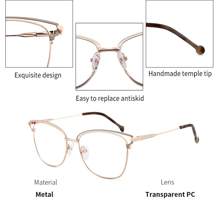 Kansept Women's Full Rim Square Stainless Steel Frame Eyeglasses Mg3395 Full Rim Kansept   