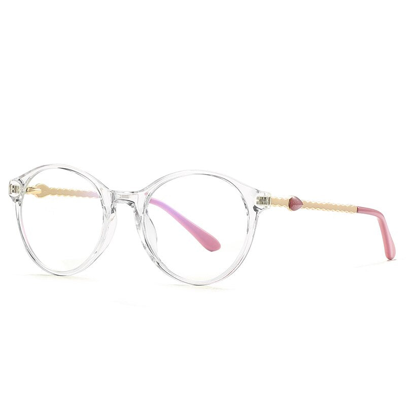 Hotochki Unisex Full Rim Round TR-90 Resin Metal Frame Eyeglasses 2066 Full Rim Hotochki Transparent  