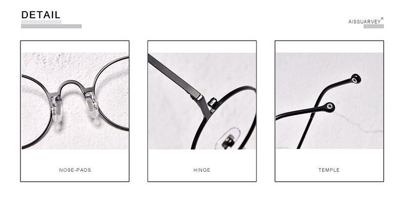 Aissuarvey Unisex Round Titanium Full Rim Frame Eyeglasses Full Rim Aissuarvey Eyeglasses   