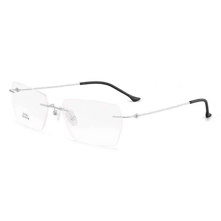 Men's Eyeglasses Titanium Alloy Rimless S1702 Rimless Gmei Optical Silver  
