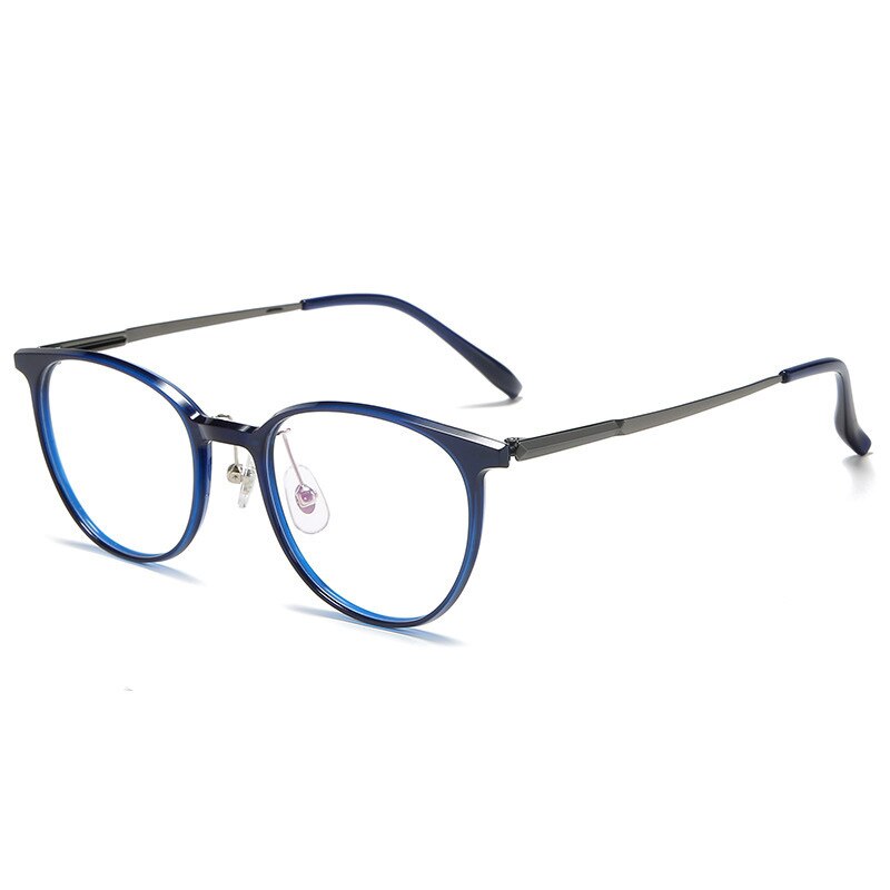 Aissuarvey Round Titanium Full Rim Frame Eyeglasses Unisex Full Rim Aissuarvey Eyeglasses Blue  