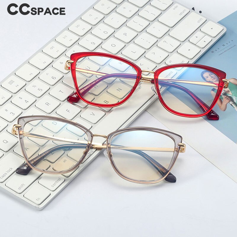 CCSpace Unisex Full Rim Cat Eye Tr 90 Titanium Frame Eyeglasses 48321 Full Rim CCspace   