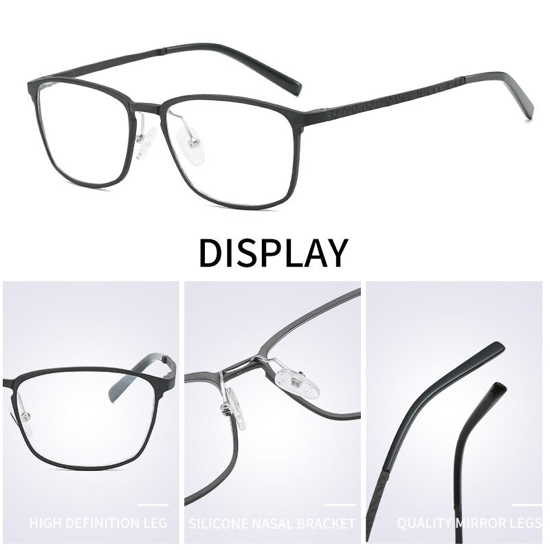 Hdcrafter Men's Full Rim Square Alloy Frame Eyeglasses P6266 Full Rim Hdcrafter Eyeglasses   