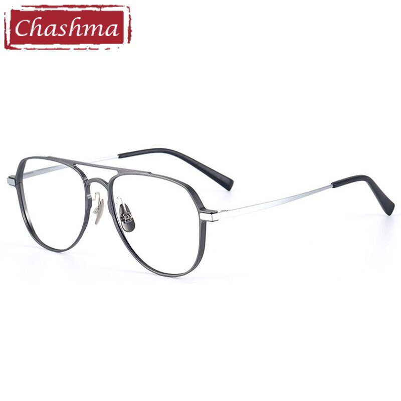 Unisex Oversized Curved Aluminum Magnesium Frame Eyeglasses 98863 Frame Chashma Gray Silver  