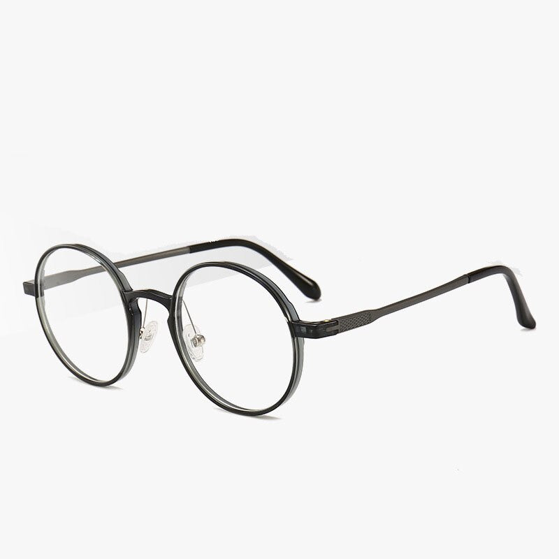 Unisex Round Ultem Steel Full Rim Eyeglasses 1192 Full Rim Bclear Gray  