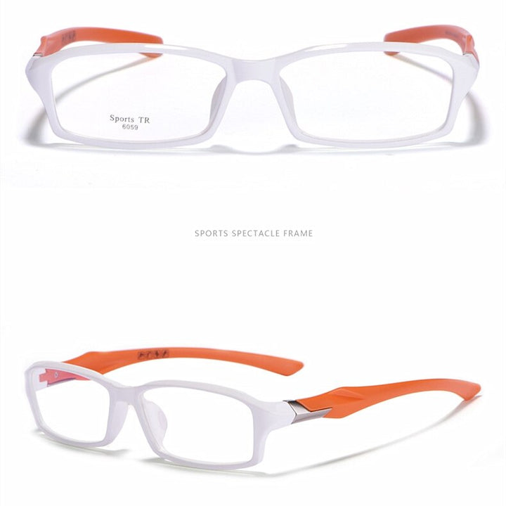 Yimaruili Men's Full Rim TR-90 Resin Sport Frame Eyeglasses 6059 Sport Eyewear Yimaruili Eyeglasses White orange  