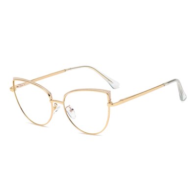 Ralferty Women's  Full Rim Square Cat Eye Alloy Eyeglasses Full Rim Ralferty C6 Yellow As picture 