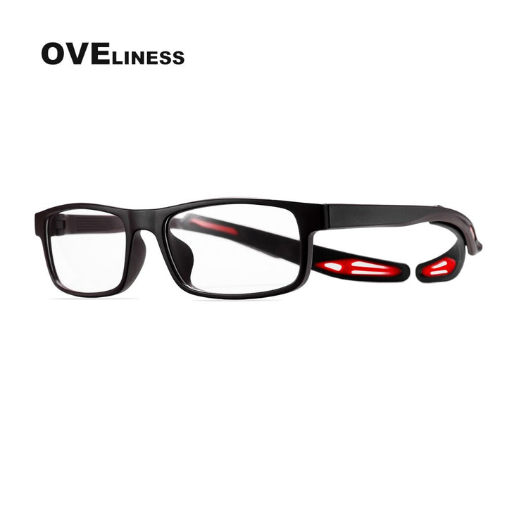 Oveliness Unisex Full Rim Square Tr 90 Titanium Sport Eyeglasses Olad55p Sport Eyewear Oveliness black red  