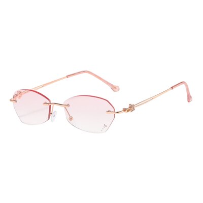 Ralferty Women's Rimless Oval Alloy Hyperopic Reading Glasses D8101 Reading Glasses Ralferty China +100 Pink