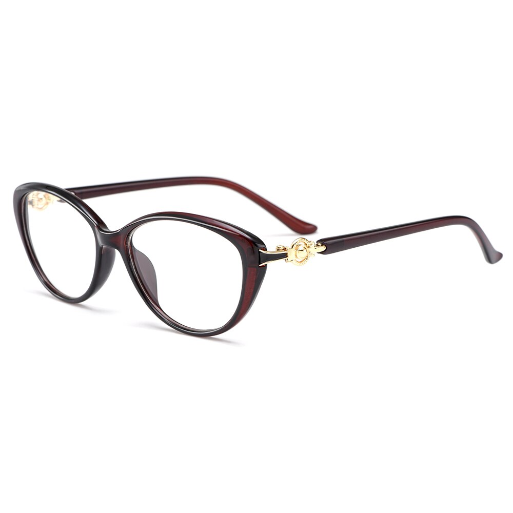 Gmei Women's Eyeglasses Ultralight Tr90 Cat Eye M1537 Full Rim Gmei Optical C3 Brown  