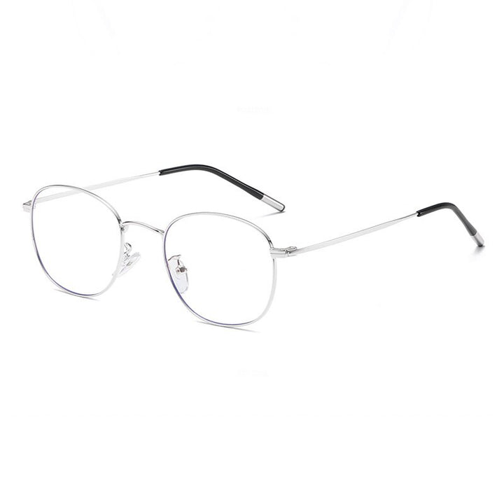 Hotony Unisex Full Rim Alloy Round Frame Eyeglasses 33006 Full Rim Hotony Silver  