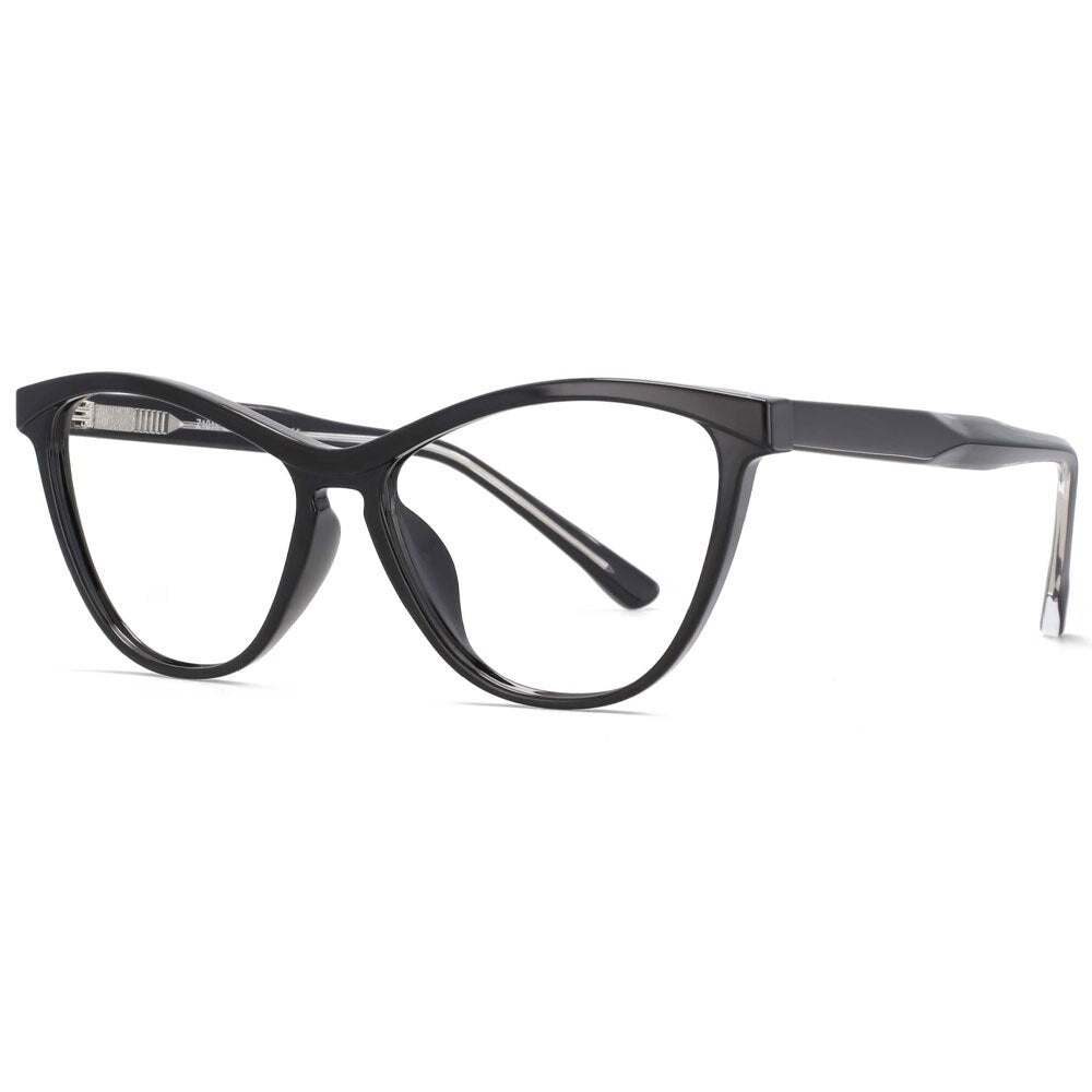 CCSpace Unisex Full Rim Square Cat Eye Tr 90 Titanium Frame Eyeglasses 53875 Full Rim CCspace black  