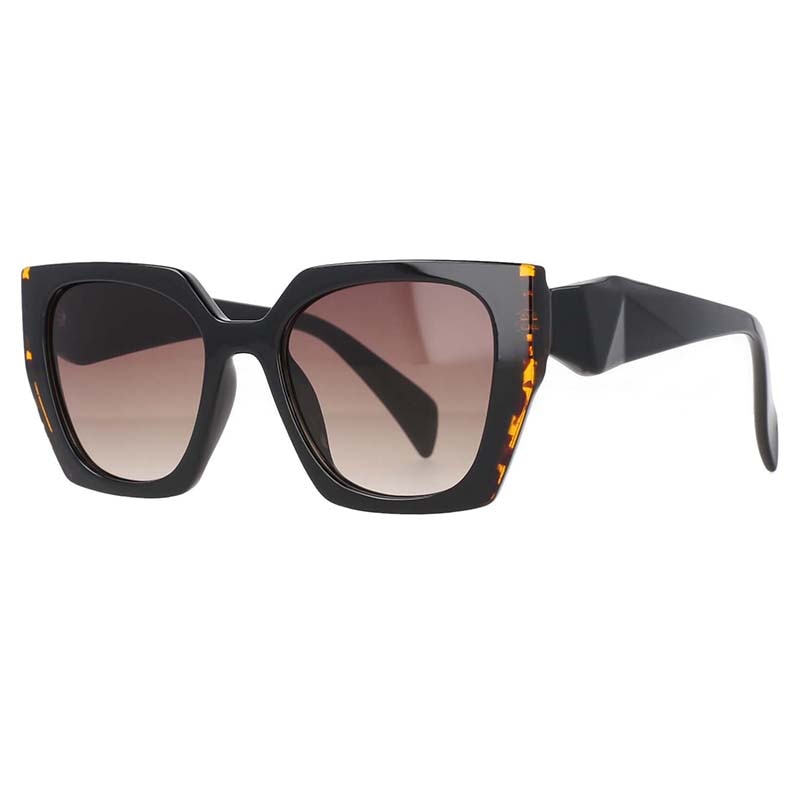 CCSpace Women's Full Rim Square Cat Eye Resin Frame Sunglasses 53222 Sunglasses CCspace Sunglasses Leopard Black 53222 
