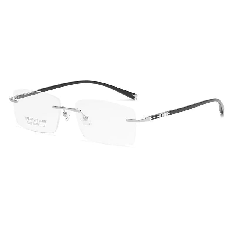 Zirosat 52003 Unisex Eyeglasses Alloy Titanium Rimless - silver